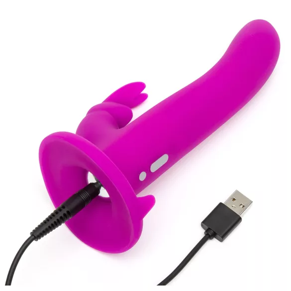 Happyrabbit - strap-on wibrator króliczek - fioletowy