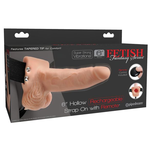 Fetish Strap-On 6 - strap-on z wibracją - pusty - kolor naturalny