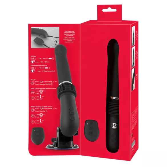 You2Toys - maszyna do seksu z pilotem - wibrator tłokowy akumulatorowy - czarny