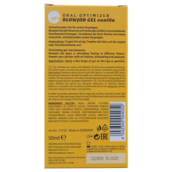 HOT - Blowjob Gel - żel nawilżający do seksu oralnego - wanilia (50 ml)