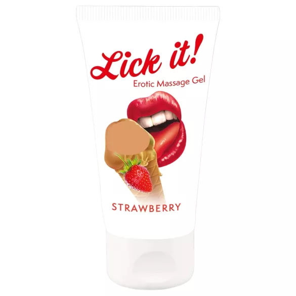 Lick it! - lubrykant jadalny 2w1 - o smaku truskawkowym - 50ml