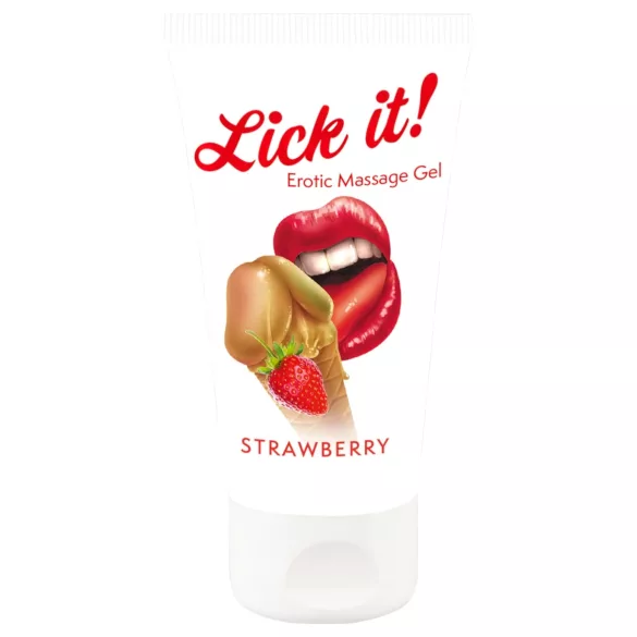 Lick it! - lubrykant jadalny 2w1 - o smaku truskawkowym - 50ml
