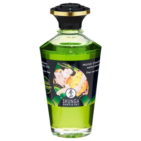Shunga - rozgrzewający olejek do masażu - zielona herbata (100ml)