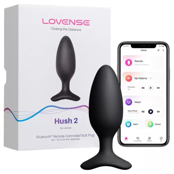 Lovense Hush 2 M - wibrujący korek analny sterowany aplikacją (45 mm, czarny)