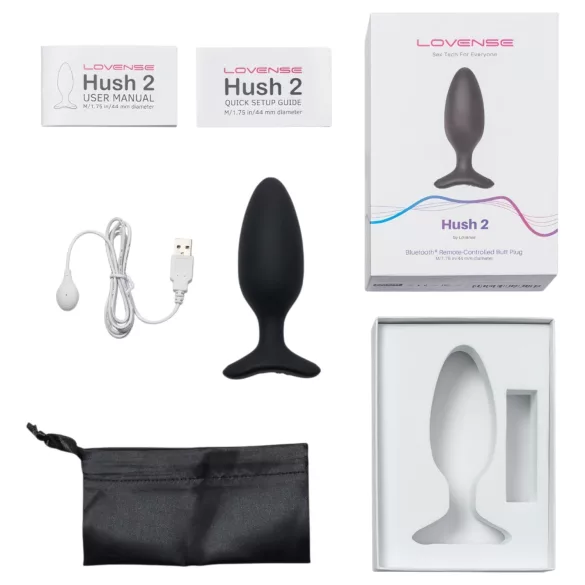 Lovense Hush 2 M - wibrujący korek analny sterowany aplikacją (45 mm, czarny)