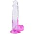 Sunfo - przyssawkowe dildo z jądrami - 22 cm (przezroczysto-fioletowe)