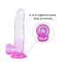 Sunfo - przyssawkowe dildo z jądrami - 22 cm (przezroczysto-fioletowe)