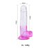 Sunfo - przyssawkowe dildo z jądrami - 22 cm (przezroczysto-fioletowe)