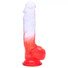   Sunfo - dildo z jądrami z przyssawką - 21 cm - przezroczysto-czerwony