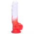 Sunfo - dildo z jądrami z przyssawką - 21 cm - przezroczysto-czerwony