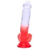 Sunfo - dildo z jądrami z przyssawką - 21 cm - przezroczysto-czerwony