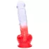 Sunfo - dildo z jądrami z przyssawką - 21 cm - przezroczysto-czerwony