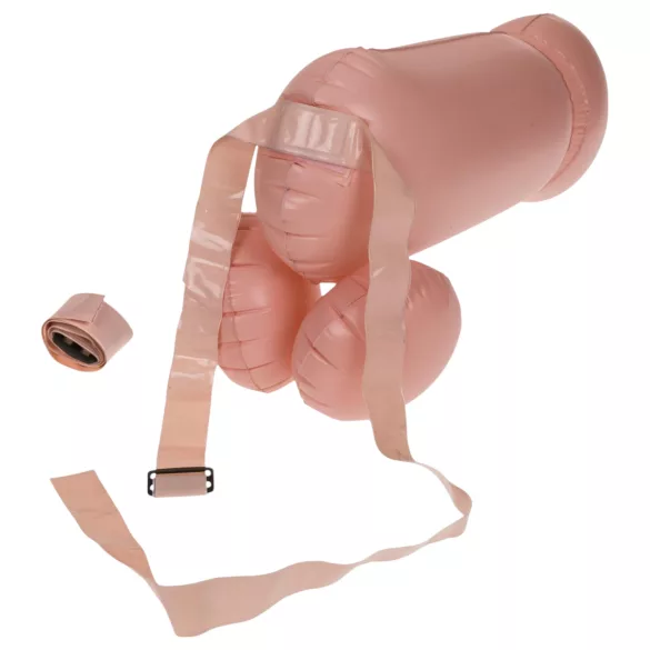 Cock Fighting - dmuchany strap-on penis - silikon - naturalny