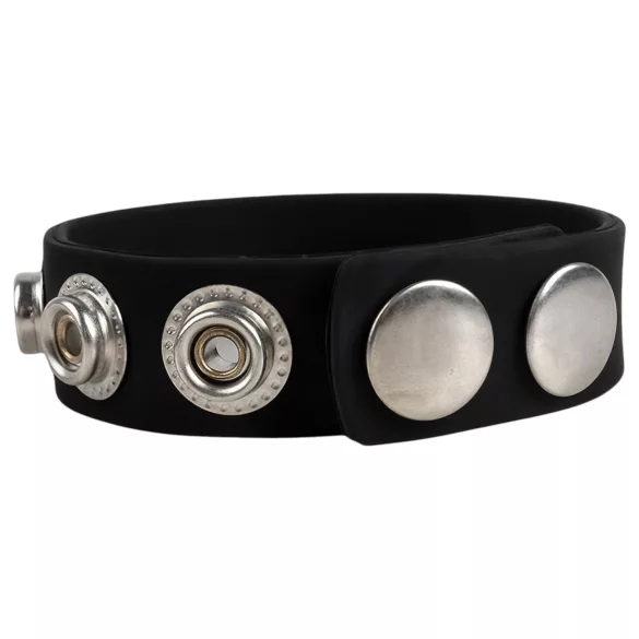 Pulselock Forge - regulowany silikonowy pierścień na penisa z zatrzaskiem (czarny) - 228 mm