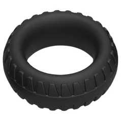   Pulselock Forge - silikonowy pierścień na penisa z wzorem bieżnika opony (czarny) - 30 mm