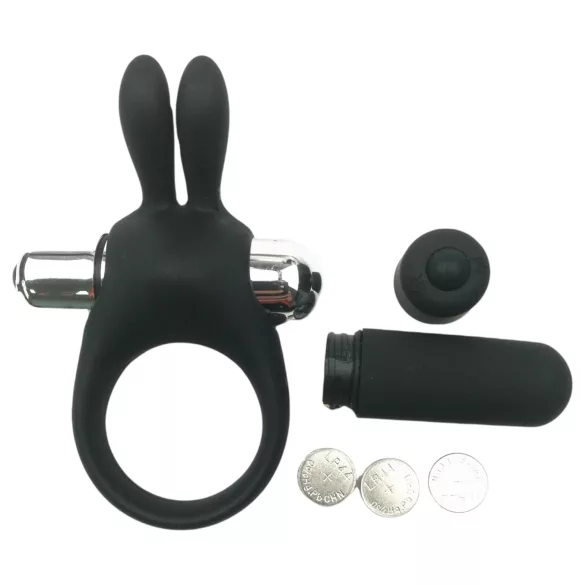 Pulselock Vantr - wibrujący pierścień na penisa z króliczkiem (czarny) - 30 mm