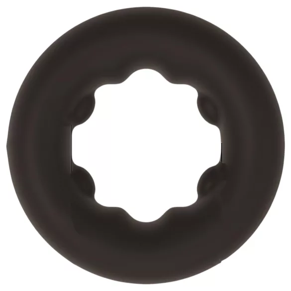 Pulselock Cocktura - silikonowy pierścień na penisa w kropki (czarny) - 27 mm