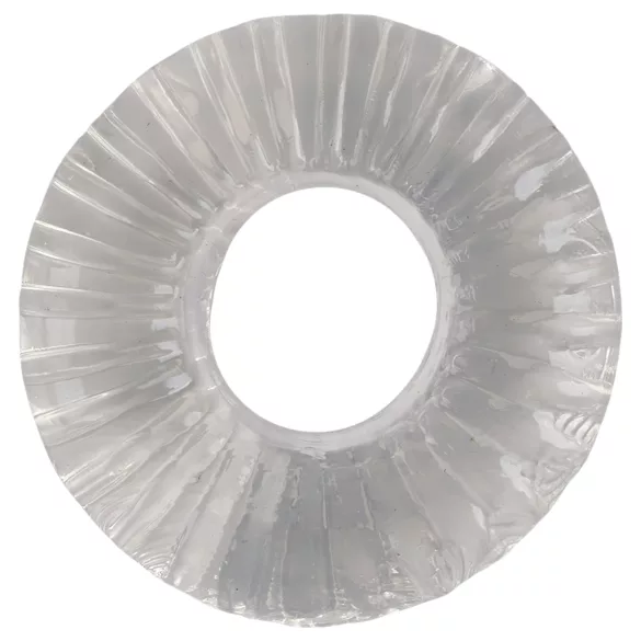 Pulselock Cocktura - prążkowany pierścień na penisa z TPE (przezroczysty) - 19 mm