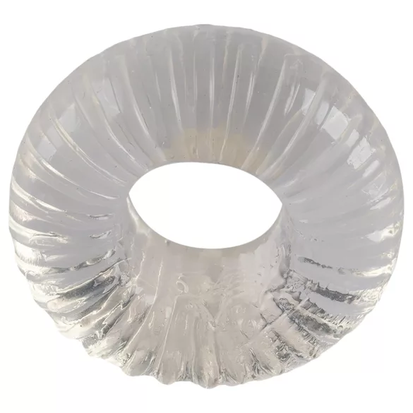 Pulselock Cocktura - prążkowany pierścień na penisa z TPE (przezroczysty) - 19 mm