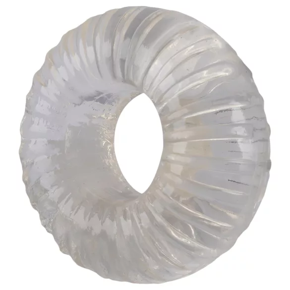 Pulselock Cocktura - prążkowany pierścień na penisa z TPE (przezroczysty) - 19 mm
