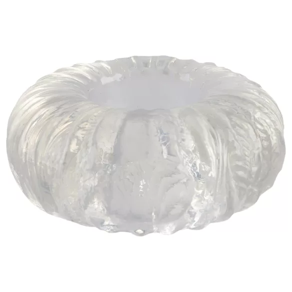 Pulselock Cocktura - prążkowany pierścień na penisa z TPE (przezroczysty) - 19 mm