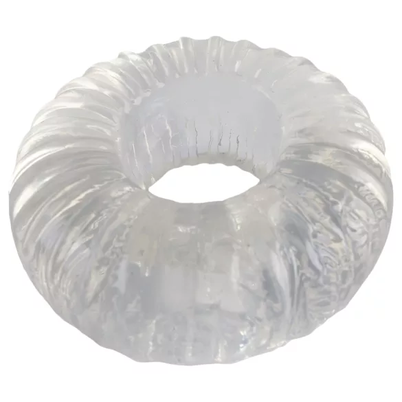 Pulselock Cocktura - prążkowany pierścień na penisa z TPE (przezroczysty) - 19 mm
