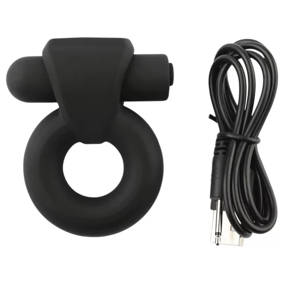 Pulselock Vantr - wibrujący pierścień na penisa i jądra z akumulatorem (czarny) - 25 mm
