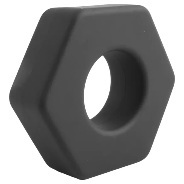 Pulselock Forge - silikonowy pierścień na penisa w kształcie nakrętki (czarny) - 22 mm