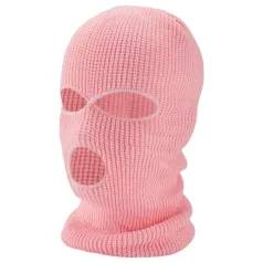   Balaclava - maska erotyczna z trzema otworami - dzianina różowa