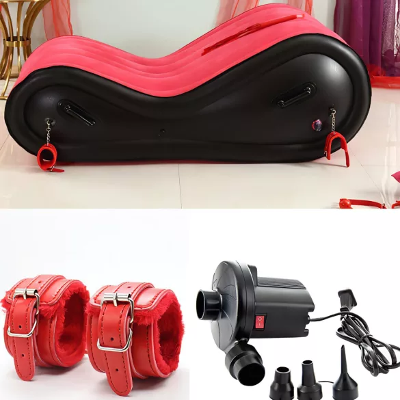 Magic Pillow - dmuchany mebel BDSM z kajdankami - duży - czerwony