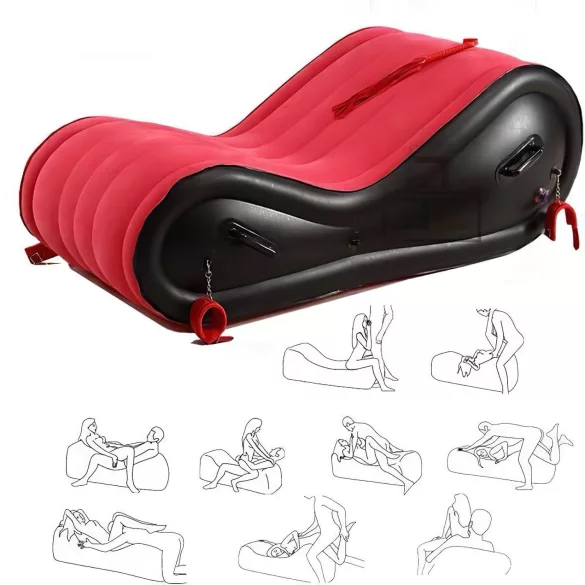 Magic Pillow - dmuchany mebel BDSM z kajdankami - duży - czerwony