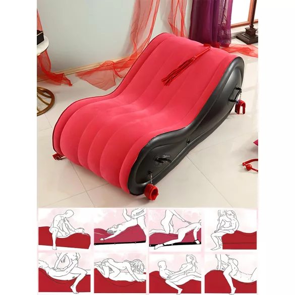 Magic Pillow - dmuchany mebel BDSM z kajdankami - duży - czerwony