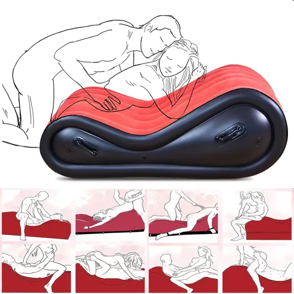 Magic Pillow - dmuchany mebel BDSM z kajdankami - duży - czerwony