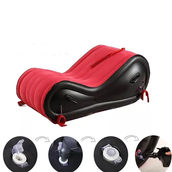 Magic Pillow - dmuchany mebel BDSM z kajdankami - duży - czerwony