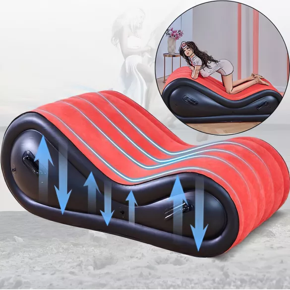 Magic Pillow - dmuchany mebel BDSM z kajdankami - duży - czerwony
