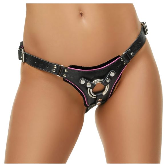 ZADO - majtki skórzane do strap-on - czarne - S-L