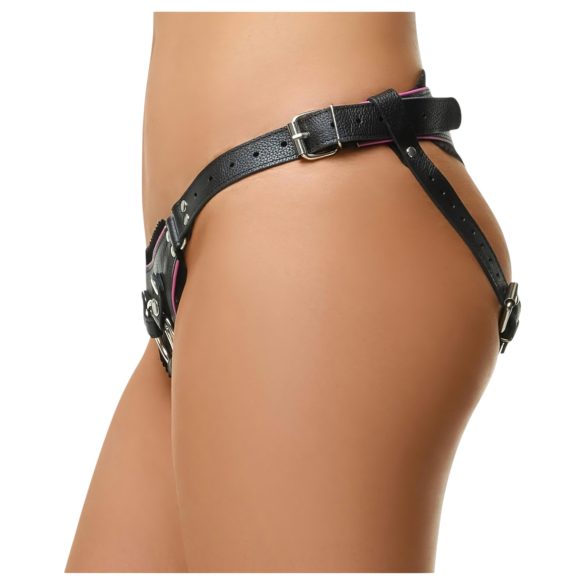 ZADO - majtki skórzane do strap-on - czarne - S-L