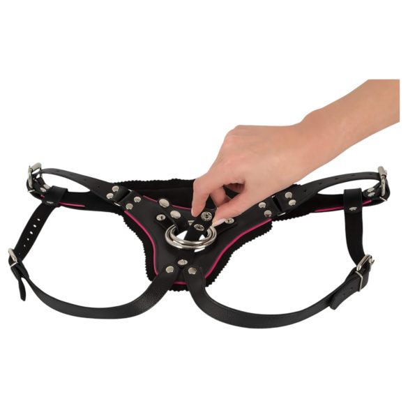 ZADO - majtki skórzane do strap-on - czarne - S-L