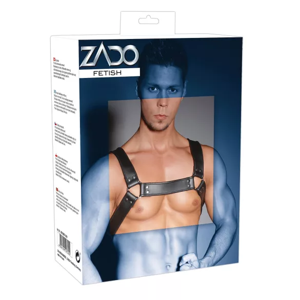 ZADO - uprząż na piersi skórzana - czarna