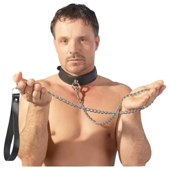 ZADO - metalowa smycz BDSM do obroży (srebrna)