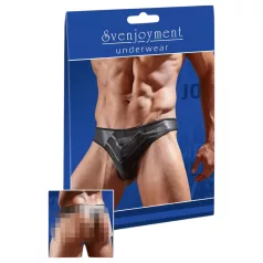   Svenjoyment - Połyskujące męskie stringi z przezroczystą wstawką (czarne) - L