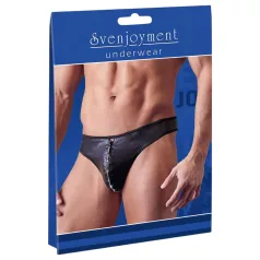   Svenjoyment - tanga męska błyszcząca ze strasami i zamkiem - czarna