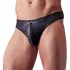 Svenjoyment - tanga męska błyszcząca ze strasami i zamkiem - czarna - 2XL