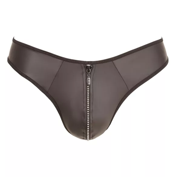 Svenjoyment - tanga męska błyszcząca ze strasami i zamkiem - czarna - 2XL