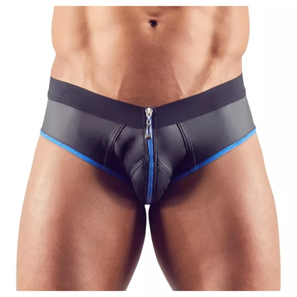 Svenjoyment - jockstrap męski z otwartym krokiem - czarno-niebieski - XL