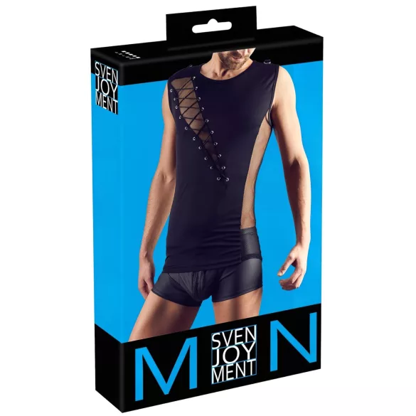 Svenjoyment - męska asymetryczna koszulka sznurowana (czarna)