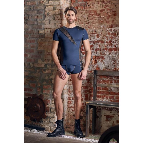 NEK - koszulka męska - sznurowana, z siateczką - czarna, niebieska