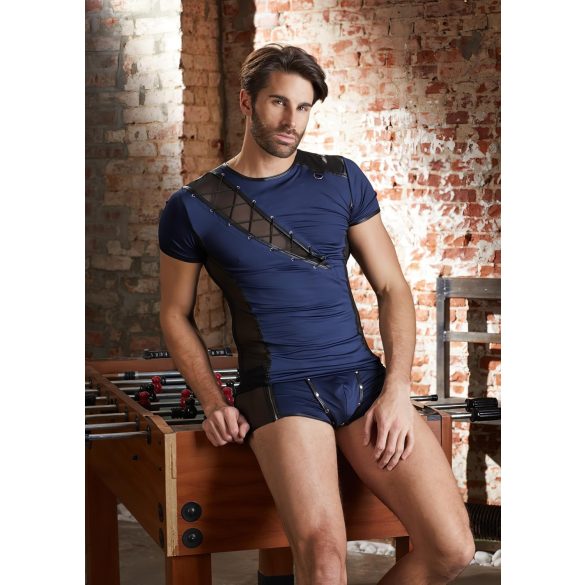 NEK - koszulka męska - sznurowana, z siateczką - czarna, niebieska - L