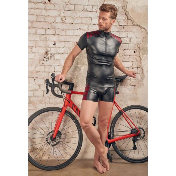 NEK - bluza męska z czerwonymi wstawkami i zamkiem - czarna - M