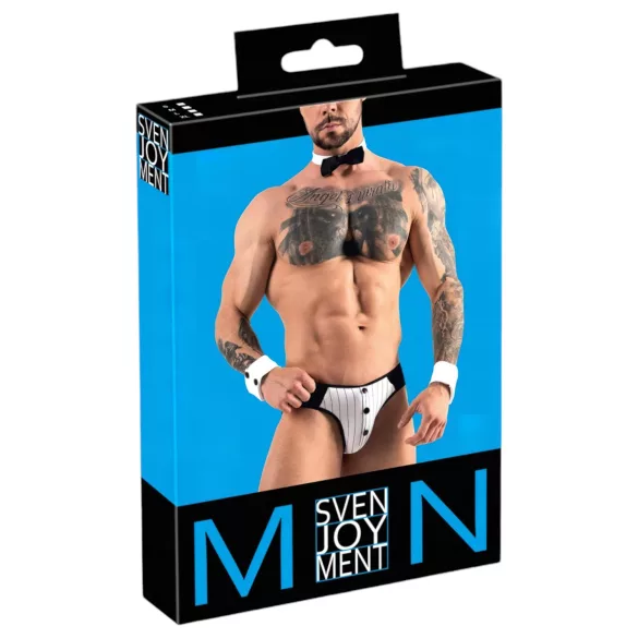 Svenjoyment - męski kostium tanga kelner - czarno-biały - XL